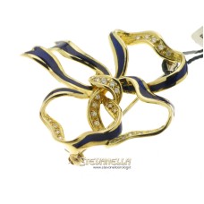 FABERGE' spilla oro giallo 18kt con smalto blue e diamanti referenza F-1150